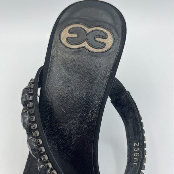 Vero Cuoio shoes, sz 7.5, dressy strappy kitten heel sandal with black beads - Picture 5 of 16